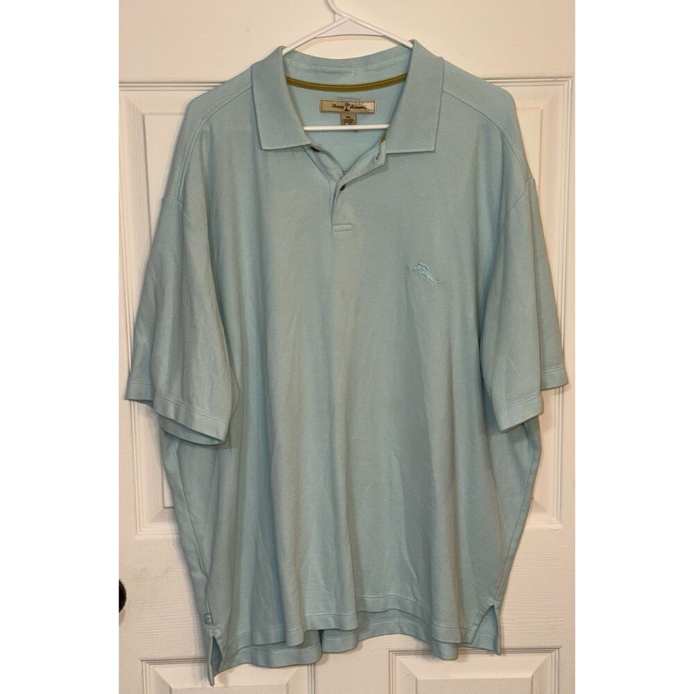 Tommy Bahama Polo Shirt Mens 2XL Light Blue Pima‎ Cotton Blend Golf Casual